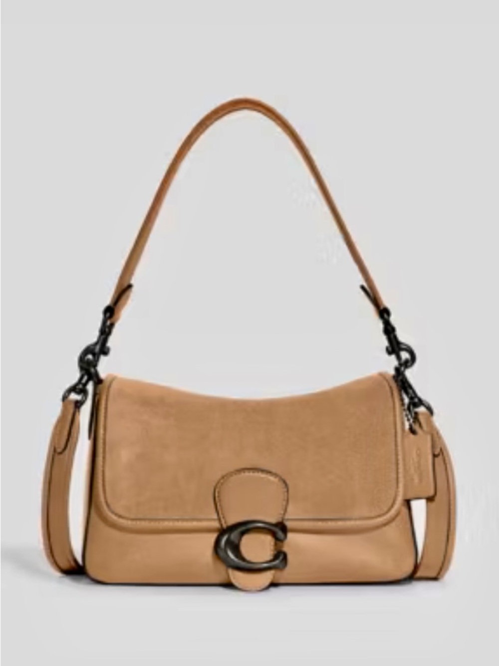 Coach Soft Tabby 26 Suede With Leather Shoulder And Crossbody Strap Toffee - Picture 4 of 17